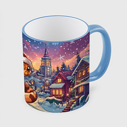 Кружка цветная Новогодняя змейка в праздничном городе