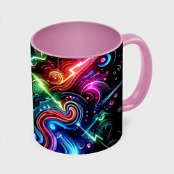 Кружка цветная Красочная неоновая абстракция - нейроарт
