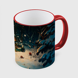 Кружка цветная Зеленая змея в ночном лесу
