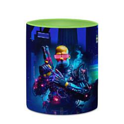 Кружка 3D Homer Simpson with a pistol - cyberpunk, цвет: 3D-белый + светло-зеленый — фото 2
