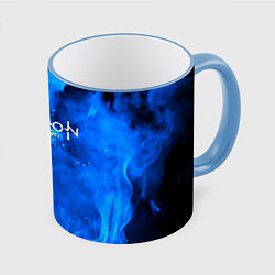 Кружка 3D Horizon zero dawn flower, цвет: 3D-небесно-голубой кант