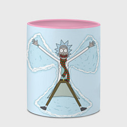 Кружка 3D Рик и Морти снег - бабочка, цвет: 3D-белый + розовый — фото 2
