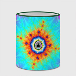 Кружка 3D Неоновый фрактальный узор психоделика, цвет: 3D-зеленый кант — фото 2