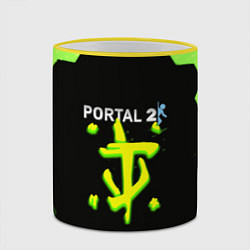 Кружка 3D Doom x portal 2 зелёные соты, цвет: 3D-желтый кант — фото 2