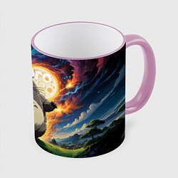 Кружка цветная Тоторо на фоне огненной луны