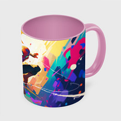 Кружка 3D Человек-паук на ярком фоне, цвет: 3D-белый + розовый