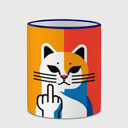 Кружка 3D Котик с факом - поп арт, цвет: 3D-синий кант — фото 2