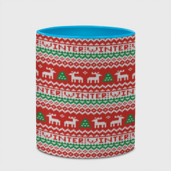 Кружка 3D Deer christmas pattern, цвет: 3D-белый + небесно-голубой — фото 2