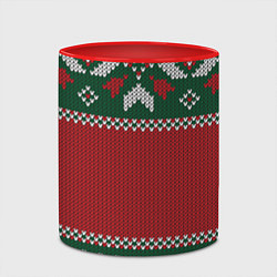 Кружка 3D Knitted Christmas Pattern, цвет: 3D-белый + красный — фото 2