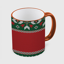 Кружка 3D Knitted Christmas Pattern, цвет: 3D-оранжевый кант