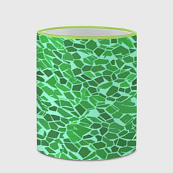 Кружка 3D Зелёные плитки на салатовом фоне, цвет: 3D-светло-зеленый кант — фото 2