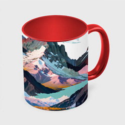 Кружка 3D Искусство гор, цвет: 3D-белый + красный