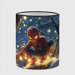 Кружка 3D Человек-паук на новогодней елке, цвет: 3D-черный кант — фото 2