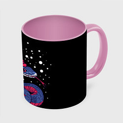 Кружка цветная Змея в зимней шапке - Новый год