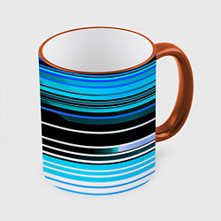 Кружка 3D Разноцветные вертикальные линии, цвет: 3D-оранжевый кант