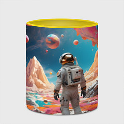 Кружка 3D Космонавт на розовой планете, цвет: 3D-белый + желтый — фото 2