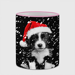 Кружка 3D Новогодний милый щенок, цвет: 3D-розовый кант — фото 2