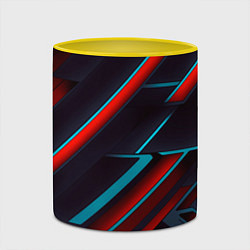 Кружка 3D Абстракция из линий, цвет: 3D-белый + желтый — фото 2