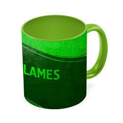 Кружка 3D In Flames - green gradient по-горизонтали, цвет: 3D-белый + светло-зеленый
