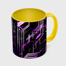 Кружка цветная Purple lines on a black background