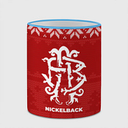 Кружка 3D Новогодний Nickelback, цвет: 3D-небесно-голубой кант — фото 2