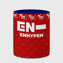 Кружка 3D Новогодний Enhypen с оленями, цвет: 3D-белый + синий — фото 2