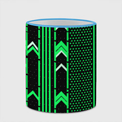 Кружка 3D Зелёные обои на чёрном фоне, цвет: 3D-небесно-голубой кант — фото 2