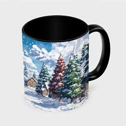Кружка цветная Предновогодняя природа