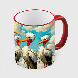 Кружка цветная Очень странные аисты