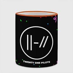 Кружка 3D Twenty One Pilots конфети, цвет: 3D-оранжевый кант — фото 2