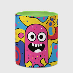 Кружка 3D Причудливый узор с улыбающимся персонажем, цвет: 3D-белый + светло-зеленый — фото 2