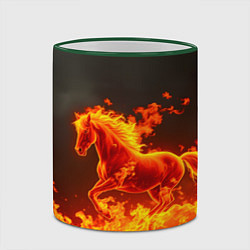 Кружка 3D Огненная лошадь на темном фоне, цвет: 3D-зеленый кант — фото 2