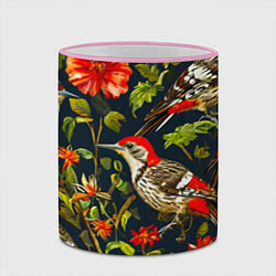 Кружка 3D Дятлы и цветочки, цвет: 3D-розовый кант — фото 2