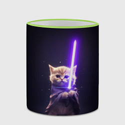Кружка 3D Котик джедай, цвет: 3D-светло-зеленый кант — фото 2