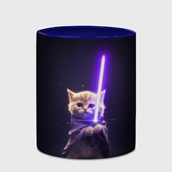 Кружка 3D Котик джедай, цвет: 3D-белый + синий — фото 2