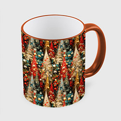 Кружка цветная Новогодний еловый лес