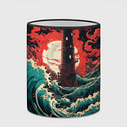 Кружка 3D Маяк и волны в японском стиле, цвет: 3D-черный кант — фото 2