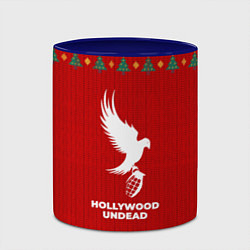 Кружка 3D Hollywood Undead new year, цвет: 3D-белый + синий — фото 2