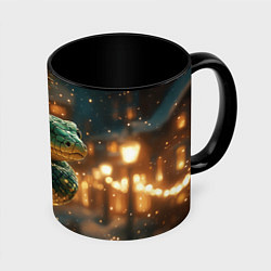 Кружка цветная Змея в новогодней елочке