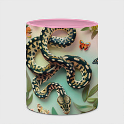 Кружка 3D Змея и бабочки, цвет: 3D-белый + розовый — фото 2