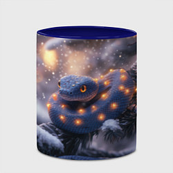 Кружка 3D Темная змея в фонариках, цвет: 3D-белый + синий — фото 2