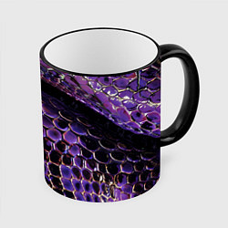 Кружка 3D Фиолетовая кожа змеи, цвет: 3D-черный кант