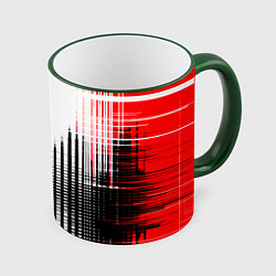 Кружка цветная Красно-чёрный гранж на белом фоне