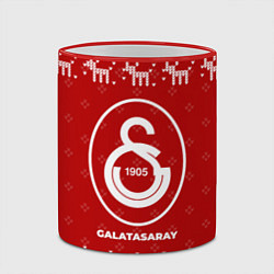 Кружка 3D Новогодний Galatasaray с оленями, цвет: 3D-красный кант — фото 2