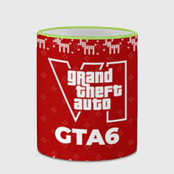 Кружка 3D Новогодний GTA6 с оленями, цвет: 3D-светло-зеленый кант — фото 2
