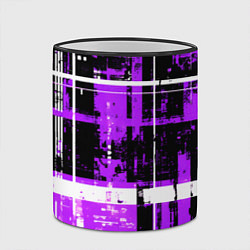 Кружка 3D Фиолетово-белый гранж на чёрном фоне, цвет: 3D-черный кант — фото 2
