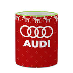 Кружка 3D Новогодний Audi с оленями, цвет: 3D-светло-зеленый кант — фото 2