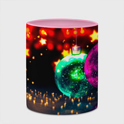 Кружка 3D Новогоднее свечение игрушек, цвет: 3D-белый + розовый — фото 2