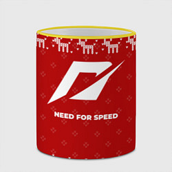 Кружка 3D Новогодний Need for Speed с оленями, цвет: 3D-желтый кант — фото 2