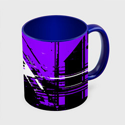 Кружка 3D Diagonal black and white stripes on a purple backg, цвет: 3D-белый + синий